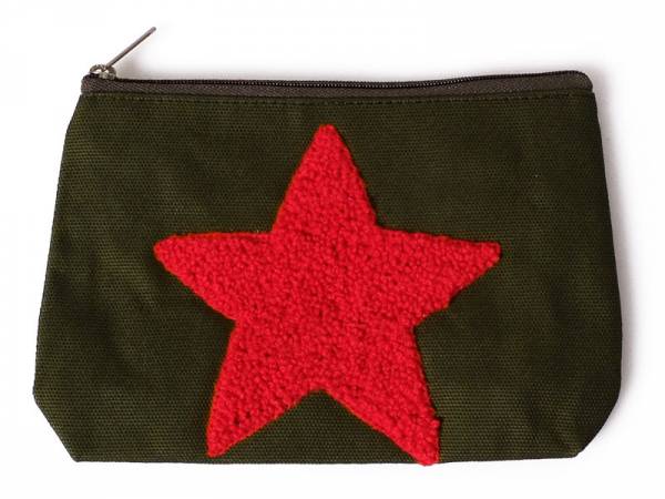 Kosmetiktasche Red Star, dunkelgrün