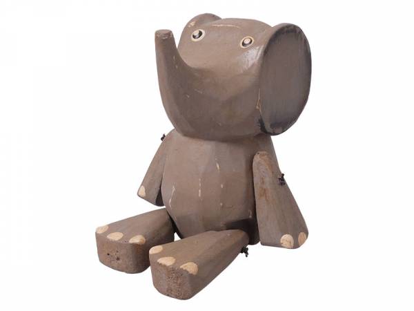 Holzfigur Kantenhocker Elefant klein
