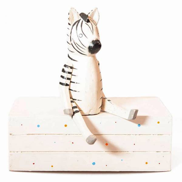 Holzfigur Kantenhocker Zebra Dekozebra 22 cm