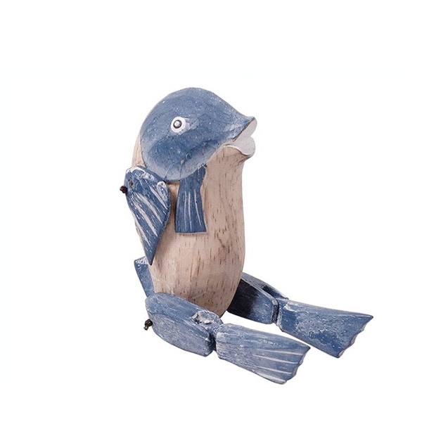 Holzfigur Fisch Dekofisch Kantenhocker, 16 cm