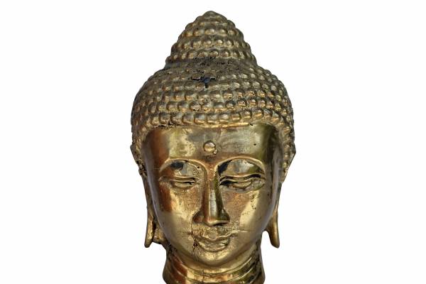 Buddhakopf 7 cm aus Goldbronze