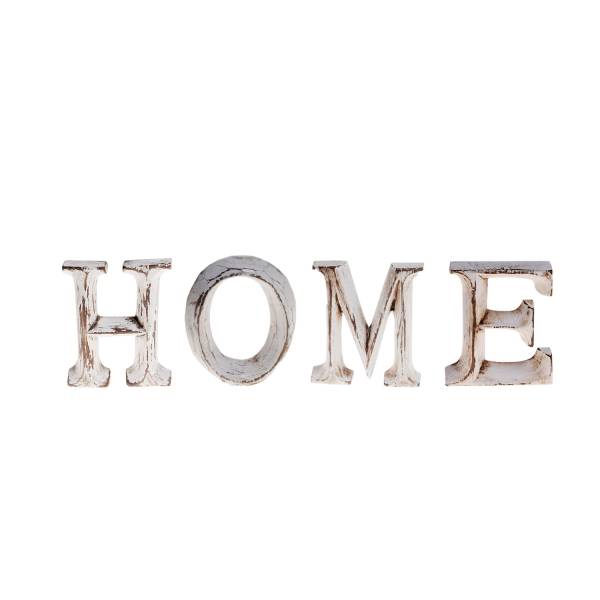 Dekobuchstaben Schriftzug HOME aus Holz, vintage creme 8cm