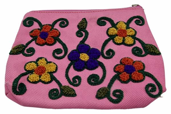 Beautybag Kosmetiktasche rosa blumig bestickt