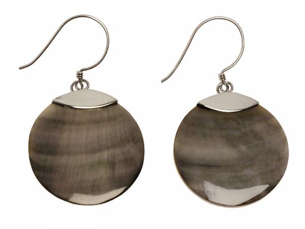 Ohrhänger Muschelscheibe grau (100% Silber)