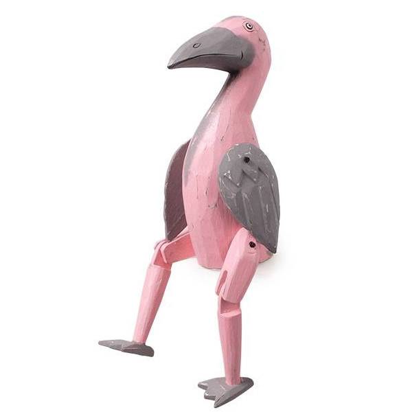 Holzfigur Kantenhocker Flamingo Dekoflamingo 22 cm