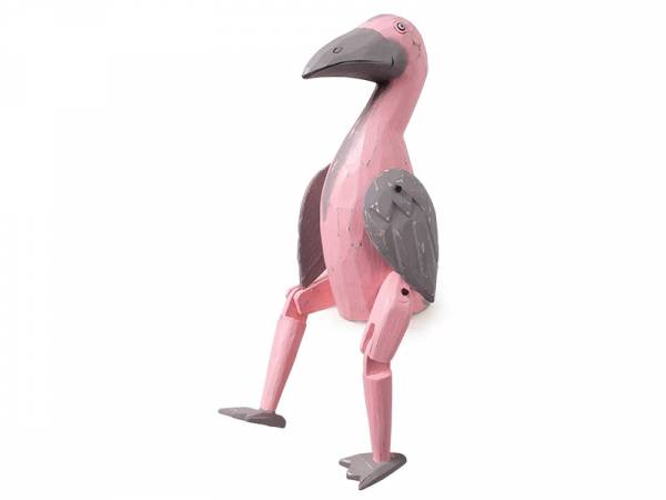 Holzfigur Kantenhocker Flamingo Dekoflamingo 22 cm