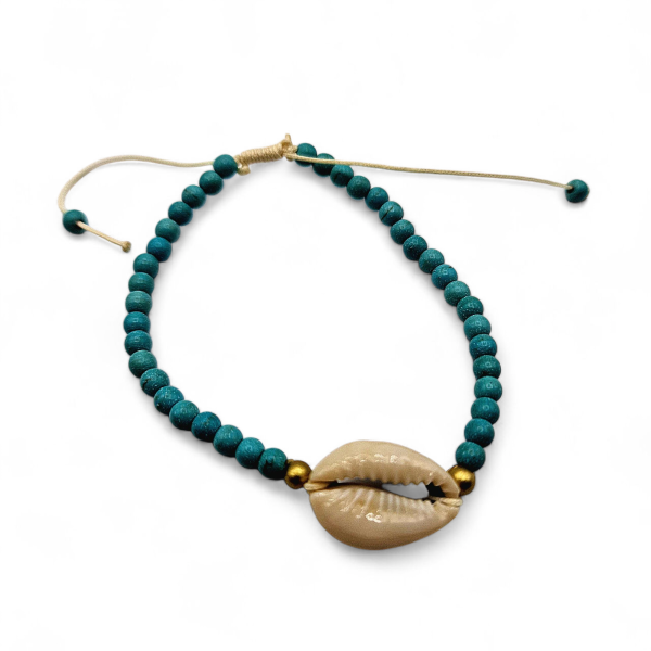 Muschelarmband Cowriemuschel türkis