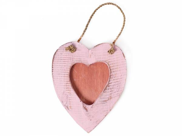 Herzrahmen rosa Holz vintage