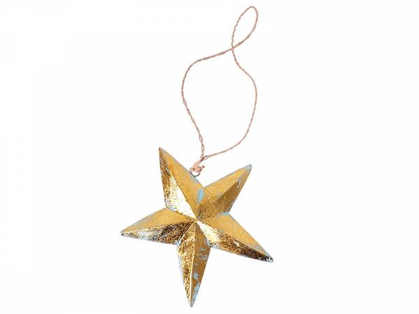 Stern Holzanhänger türkis-gold 15 cm