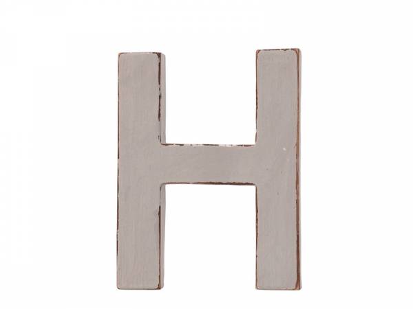 3D-Buchstabe Holzbuchstabe Dekobuchstabe „H“ vintage hellgrau 12cm