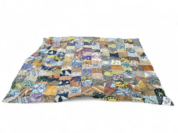 Bettdecke Wendedecke Patchwork aus Stoffresten, 2x2m Blau-Brauntöne - U N I K A T